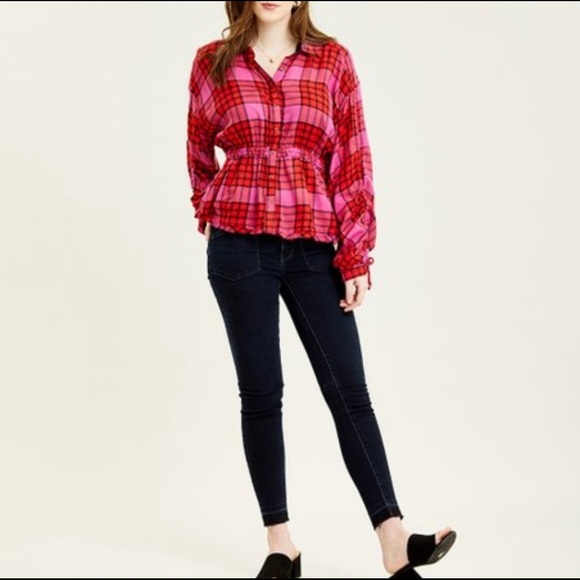 NWT Free People Pacific Dawn Plaid Shirt - Picture 5 of 14
